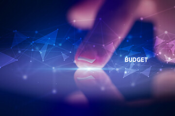 Finger touching tablet with business connection concept