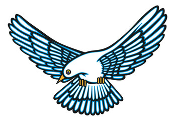 Naklejka premium Pomba, paz, animal, natureza, voo, branca, pacificado, ONU, bico, ave, noé, voo, penas