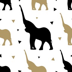 seamless pattern elephant silhouette on white background
