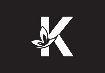 this is a creative letter K add butterfly icon design