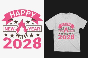 Happy New Year 2028 T-shirt Design