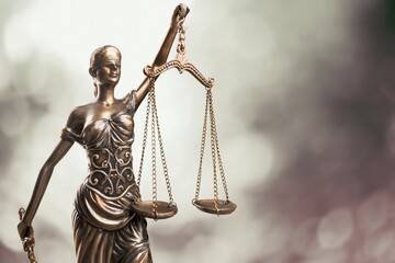Statue of justice on a background, law concept