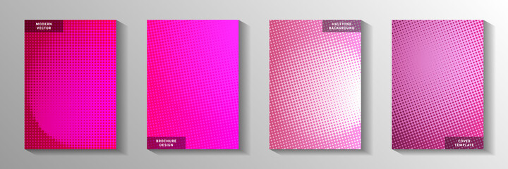 Futuristic point screen tone gradation cover templates vector series. Corporate magazine faded