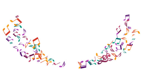 Naklejka premium Music note icons vector backdrop. Melody notation