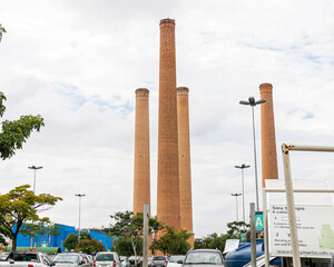 Partial view of the towers of the old Portland cement factory
