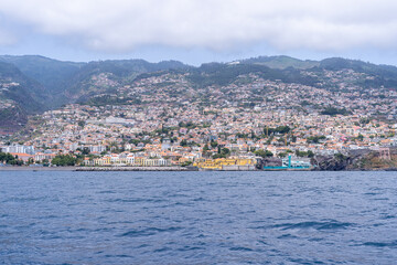 Fototapeta na wymiar View from the sea of the Funchal city