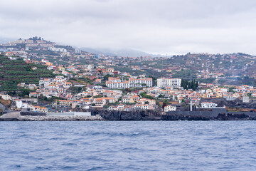 Fototapeta na wymiar View from the sea of the Funchal city