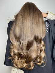 beautiful hair. dyed hair. hair coloring. dyed hair in a beauty salon.