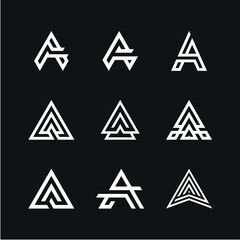 Set monogram initial letter. initials A logo design inspiration. icons for consulting businesses, real estate, fashion, technology.