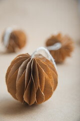 DIY Scandinavian Nordic Craft Paper Christmas Balls. Eco friendly New Year from handmade decor...