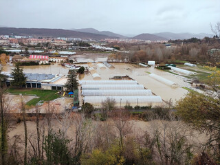flood on the Arga river. Pamplona, ​​Navarra, December 10, 2021
 shooting from a height