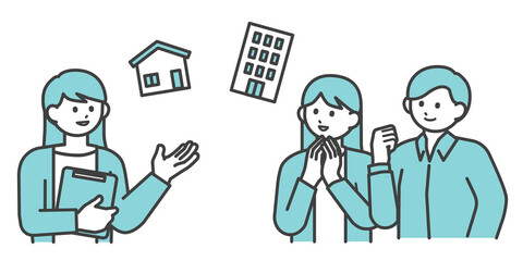 戸建てとマンションの比較について説明を受けて納得する夫婦