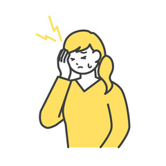 頭痛で悩む女性のイラスト素材