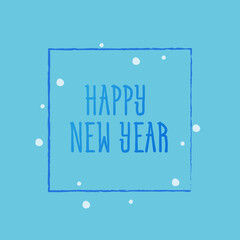 christmas greeting card happy new year on blue background