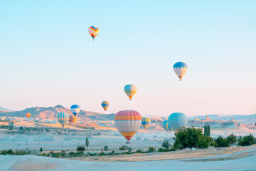 Cappadocia. Hot Air balloons in Cappadocia at the morning. Travel to Turkey