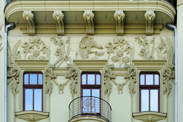Fragment of ornate old building in Odesa Ukraine