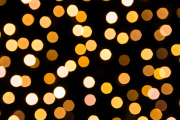 Shiny golden bokeh background for festive celebrations like christmas, silvester and a happy new year party as well as elegant invitation cards to celebrate with glitter rain and noble guests together