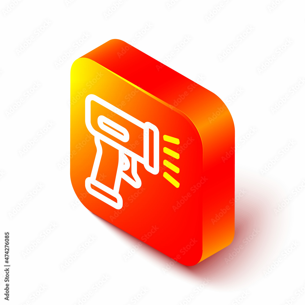 Poster isometric line scanner scanning bar code icon isolated on white background. barcode label sticker. i