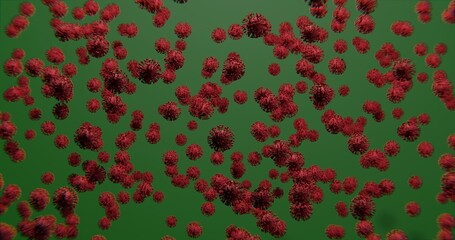 Virus cells on color background, 3d illustration