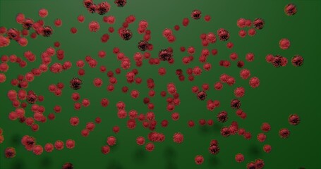 Virus cells on color background, 3d illustration