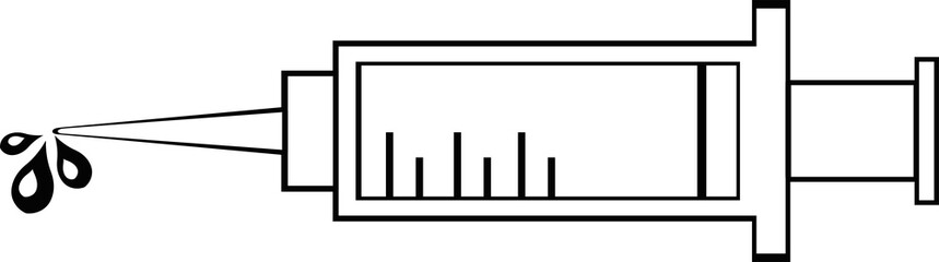 Fototapeta premium Vector illustration of a syringe drawn in black and white
