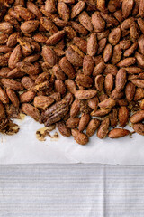 Sweet glazed honey roasted almond nuts. Sweet snack