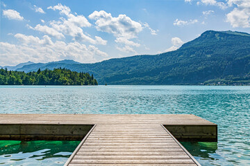 Pontoon on Wolfgang lake in Austria