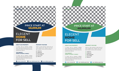 Real estate flyer template design vector template illustration. 
