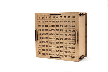 Isolated photos of a wooden advent piggy bank from social networks