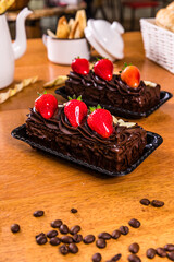 Delicious Sweet Bakery Patisserie Food Menu Gourmet Meal Dessert Chocolate Strawberry Lemon Flour Cake Pie Piece Chicken Fry Cheese Pizza