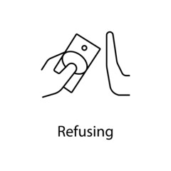Refusing vector outline icon for web design isolated on white background