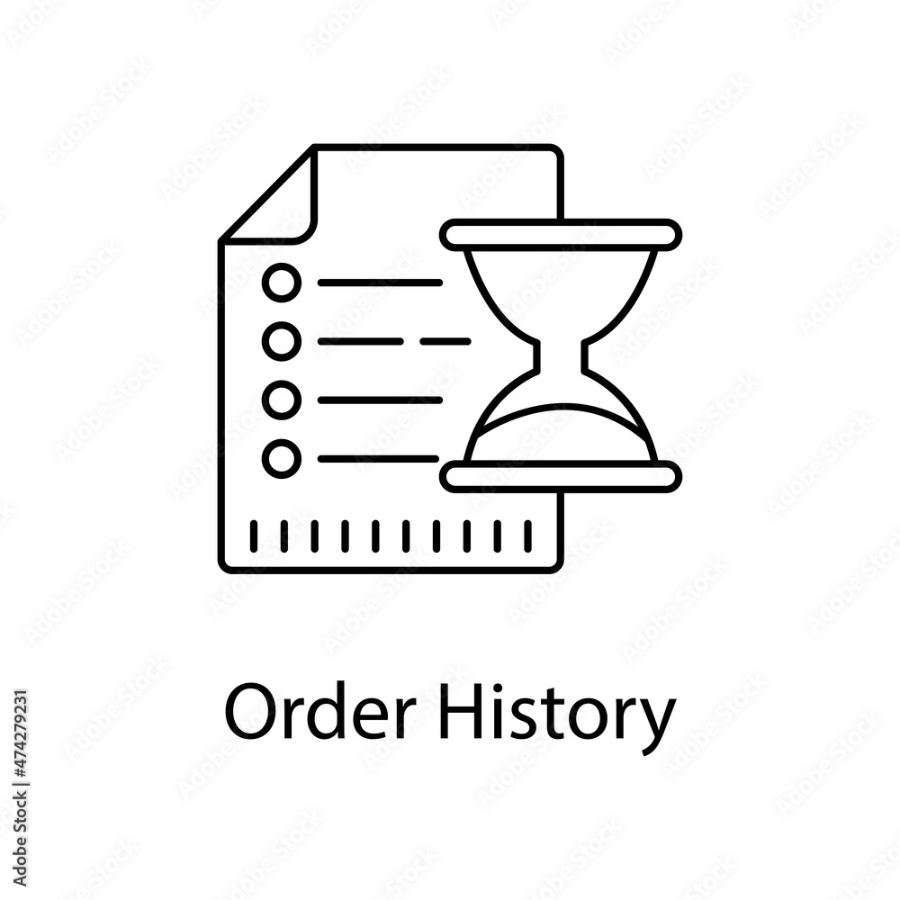 Poster order history vector outline icon for web design isolated on white background