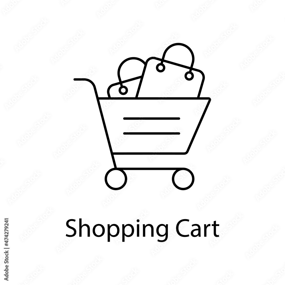 Poster shopping cart vector outline icon for web design isolated on white background