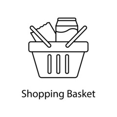 Shopping Basket vector outline icon for web design isolated on white background