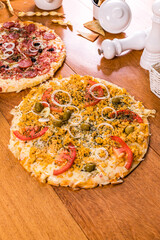 Delicious Sweet Bakery Patisserie Food Menu Gourmet Meal Dessert Chocolate Strawberry Lemon Flour Cake Pie Piece Chicken Fry Cheese Pizza