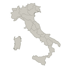 Italy map, individual regions, blank
