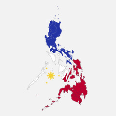 Map of the Philippines in the colors of the flag with administrative divisions blank