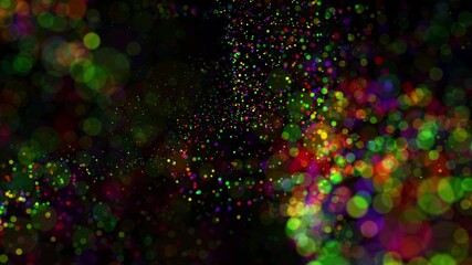 multicolor glowing particles circles in the air. Abstract background with particles. 3d render