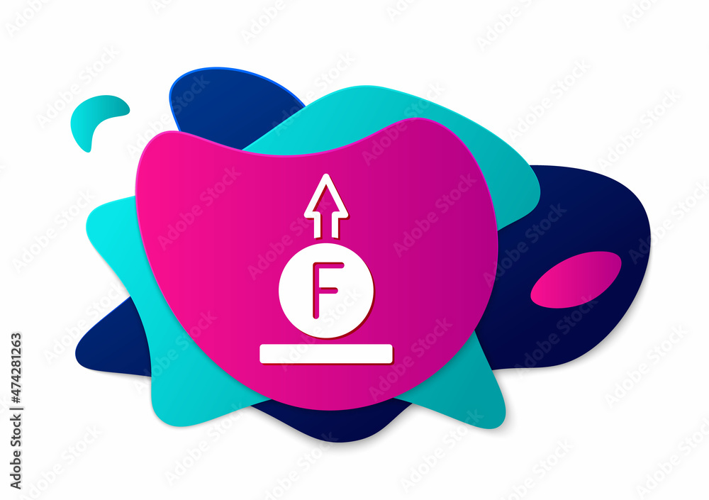 Poster color force of physic formula calculation icon isolated on white background. abstract banner with li