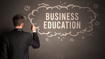 businessman drawing a cloud with inscription