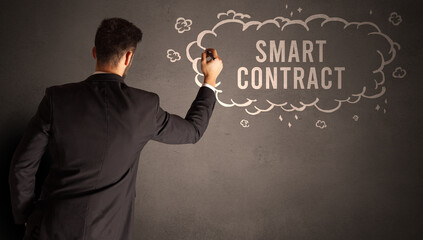 businessman drawing a cloud with inscription