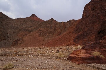 Hiking in twilight in Shehoret mountains, south Israel 