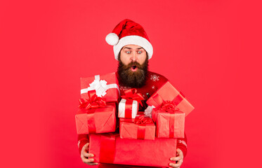 Prosperity and wellbeing. Boxing day. Shopping concept. Good purchase. Achieve success. Santa Claus. Merry Christmas. Christmas tradition. Christmas gift. Feel real generosity. Live in abundance