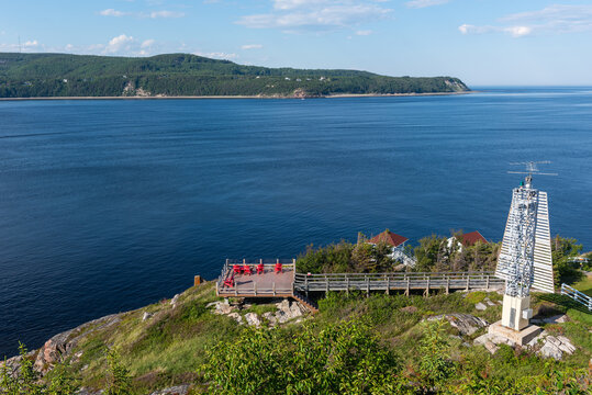 Pointe-Noire Interpretation and Observation Center of Parks Canada in front of Tadoussac at Baie-Sainte-Marguerite, Province of Quebec.