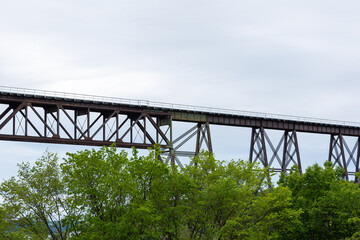 View of the Cap-Rouge railroad trestle bridge built in 1908 