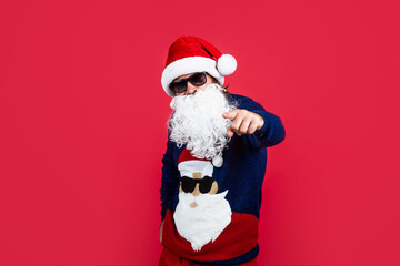 The best Christmas. xmas shopping time. prepare gifts and presents. just have fun. happy bearded mature man in santa claus hat. new year party. celebrate winter holidays. merry christmas to you