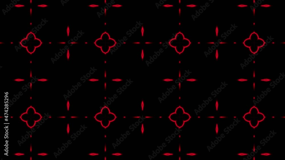 Poster abstract red geometric seamless pattern background. abstract stripes kaleidoscope loop. fast psyched