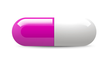 Coronavirus disease protection. White and pink pill isolated on white background. Vector illustration.
