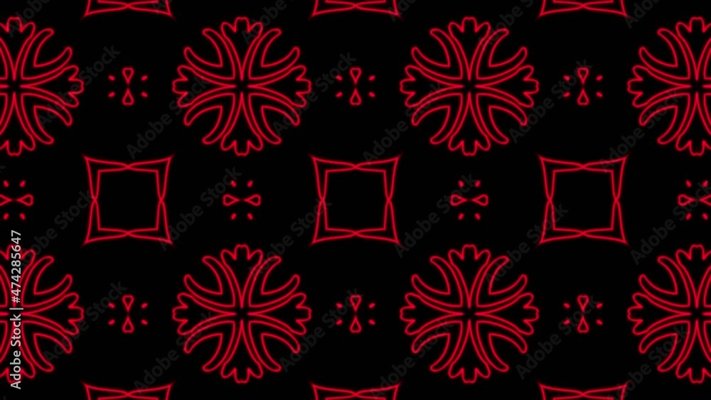 Poster abstract red geometric seamless pattern background. abstract stripes kaleidoscope loop. fast psyched