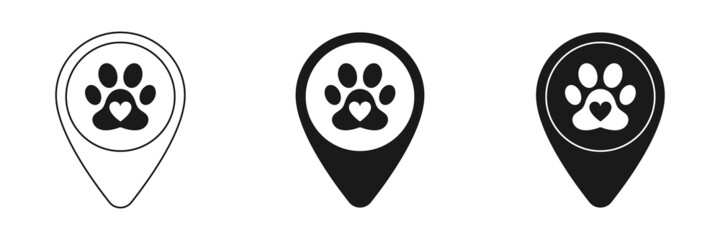 Animal paw icons set. Location vector icon. Website design and development, application development. Illustration © Andrii